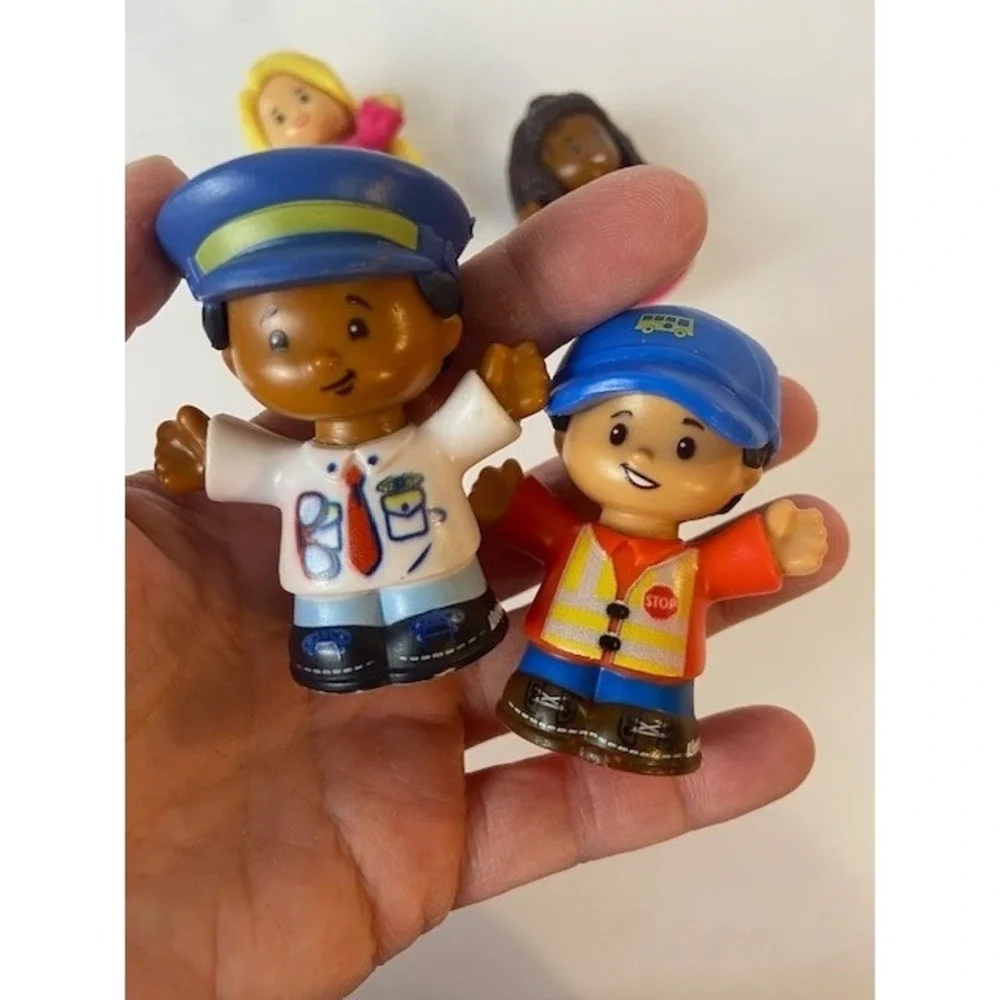 Fisher Price Little People Figures Lot of 4 Pilot Construction Racing Girls